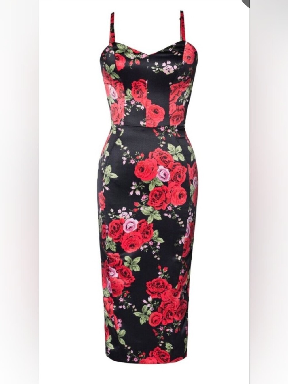 Pinup Couture Rare Jayne Wiggle Dress In Dark Roses Floral